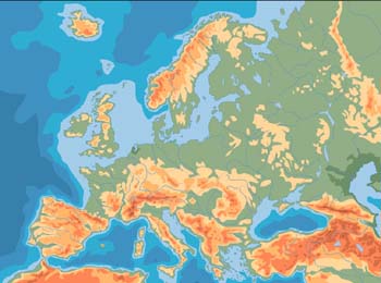 "Mapa físico de Europa"