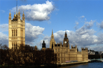 "Vista general del Parlamento de Londres, Reino Unido"