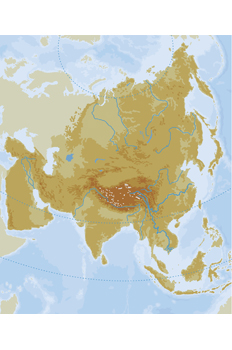 "Mapa físico de Ásia "