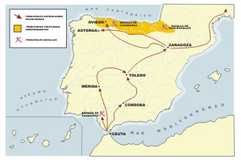 "Mapa de la expansión musulmana en la Península Ibérica"