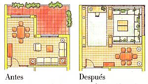 Croquis de Reforma para integrar una terraza al salón.