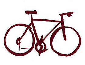 Bicicleta dibujada con línea de pincel y tinta.