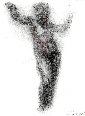 Dibujo a lápiz grafito de hombre desnudo