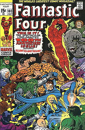 Portada nº 100 de cómic de los 4 fantástiocs de Marvel.