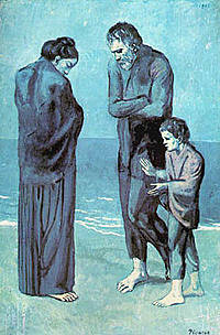 Cuadro de Picasso con tristes personajes, de la época azul.