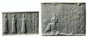 Sellos babilónico (izquierda) y casita (derecha).