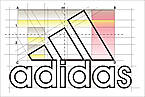 Logotipo Adidas con estudio de diseño.