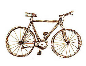 Bicicleta dibujada con línea de rotulador.
