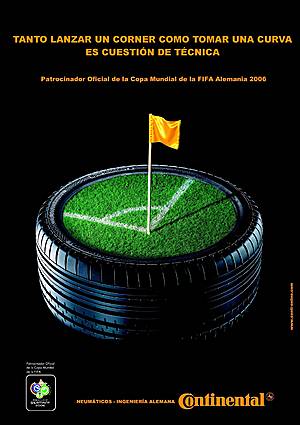 Publicidad de la FIFA con una marca de neumáticos