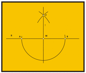 Trazado Geométrico para determinar una perpendicular con el Compás.