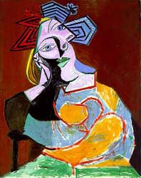 Cuadro al óleo de Pablo Picasso. Mujer acodada.
