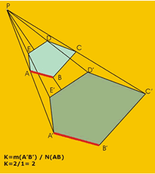 Trazado de polígonos semejantes mediante un centro de homotecia externo.