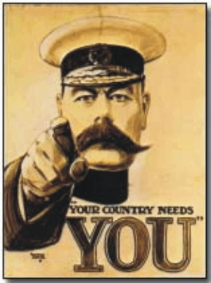 Cartel británico de propaganda para atraer soldados