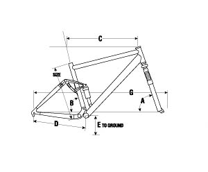 Dibujo técnico del cuadro de una bicicleta.
