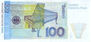 Billete alemán con imagen de piano