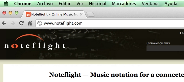 Captura de pantalla URL de Noteflight