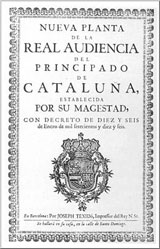 Portada de los Decretos de Nueva Planta (16/01/1716). Archivo de la Diputacin Provincial de Zaragoza