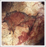 Pintura rupestre de un bisonte de la Cueva de Altamira (Paleolítico Superior – 15.000 a. C.), Museo Arqueológico Nacional (Madrid)