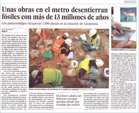 Las excavaciones prehistóricas en la prensa (2008), Diario El País 