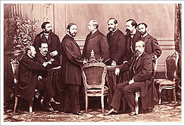 Gobierno Provisional: Figuerola, Sagasta, Ruiz Zorrilla, Prim, Serrano, Topete, López Ayala, Romero Ortiz y Lorenzana (1869), J. Laurent. Biblioteca Nacional