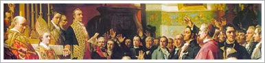 Juramento de las Cortes Constituyentes en la Iglesia Mayor Parroquial de la Real Isla de León (1863), José Casado del Alisal. Salón de Plenos del Congreso de los Diputados