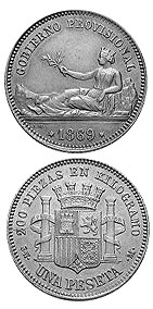 Primera peseta de 1869
