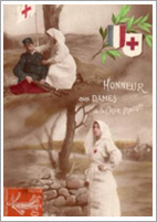 Tarjeta postal francesa que celebra el papel de enfermeras de Cruz Roja (1915)