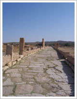 Calle de la ciudad romana en Sbeitla, Túnez. Banco de imágenes del ISFTIC