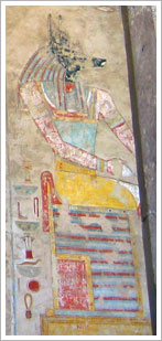 Pinturas en el templo funerario de la reina Hatschepsut en Al Deir Al Bahari. María J. Fuente (col. particular, 2006)