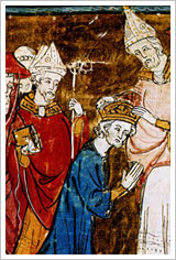 Libro ilustrado medieval. Banco de imágenes del ITE
