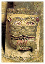Canecillos románicos de la catedral de Jaca (Huesca, siglo XII). Banco de imágenes del ISFTIC