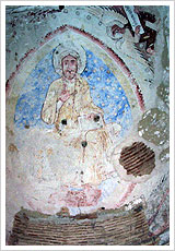 Pintura románica en la mezquita del Cristo de la Luz. María J. Fuente (col. particular, 2004)