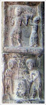Escenas de las tareas agrícolas en las esculturas de la portalada del monasterio de Ripoll (Gerona, siglos XI-XII). María J. Fuente (col. particular, 2007)