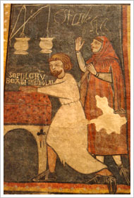 Detalle del sepulcro de San Nicolás de Bari en Huesca (siglos XIV-XV). Banco de imágenes del ISFTIC