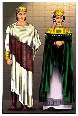 Dibujo imaginario del emperador Justiniano y su esposa, la emperatriz Teodora