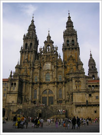 Fachada del Obradoiro de la catedral de Santiago de Compostela (siglos XVII-XVIII), Fernando de Casas y Novoa. María J. Fuente (col. particular, 2005)