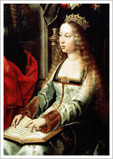 La reina Isabel la católica en un fragmento del cuadro La Virgen de la mosca” (hacia 1520). Colegiata de Toro (Zamora).