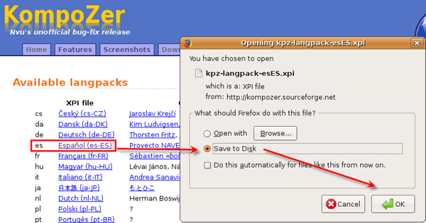 kompozer linux