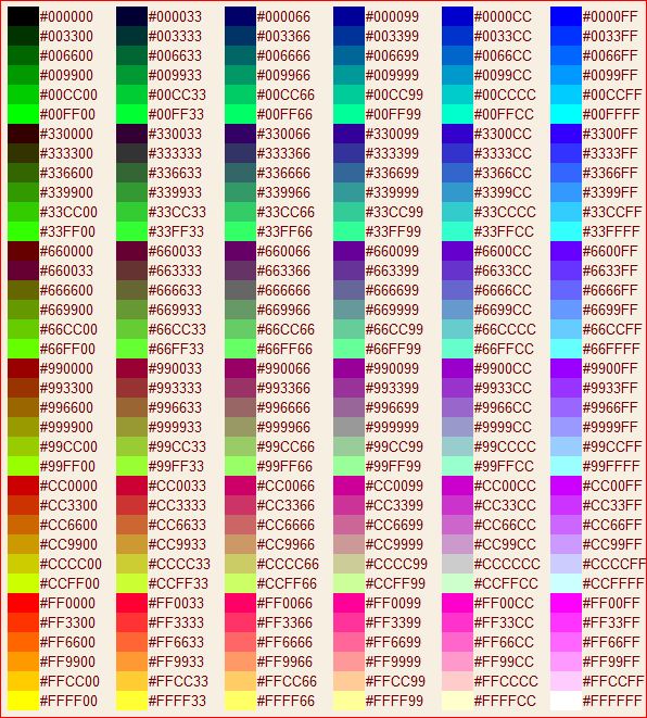código hexadecimal de colores