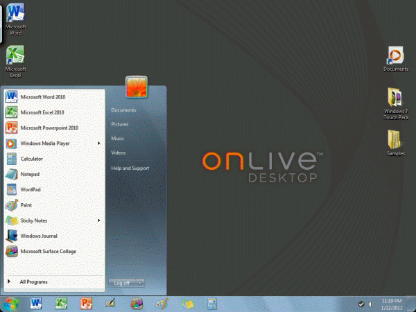Escritorio de OnLive Desktop