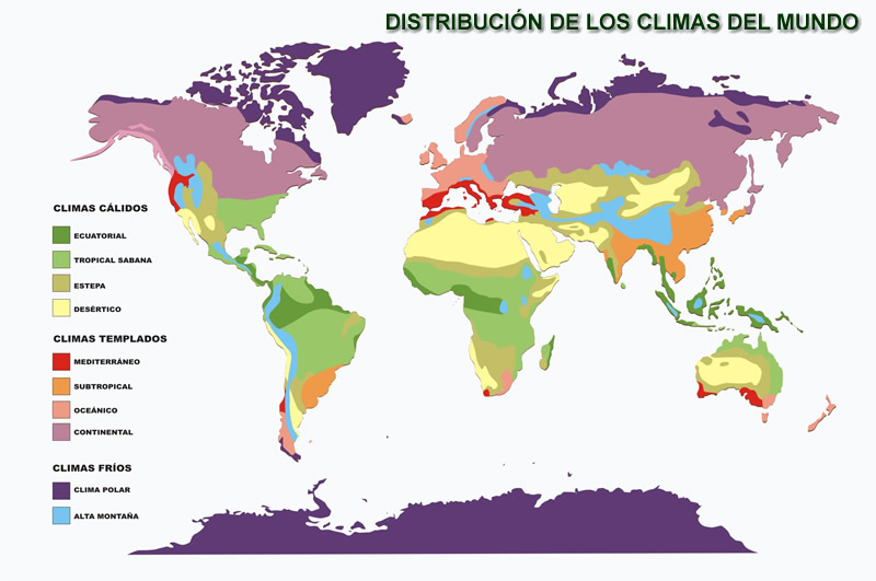 Mapa de los climas del mundo