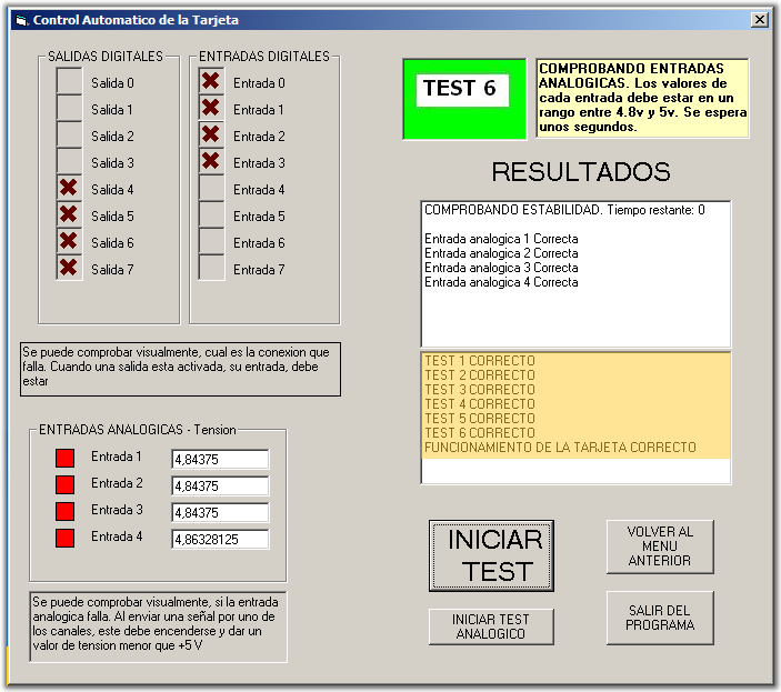 Ventana que muestra los resultados finales del chequeo automático